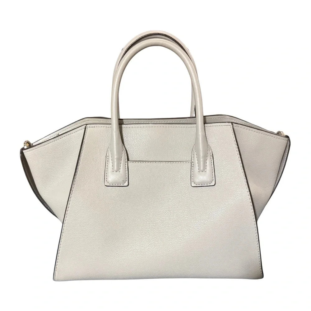 Michael Kors Avril Medium Satchel Cement Grey Pebbled Leather Handbag - Picture 5 of 10